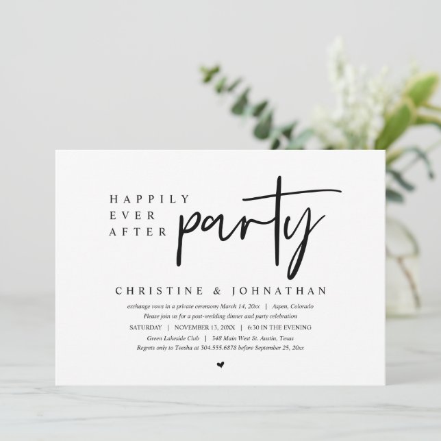 Convites Casamento às Escuras, Festa Felizes para Sempre Co (Em pé/Frente)