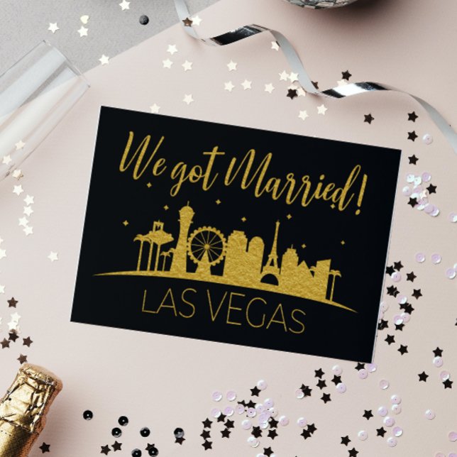 Convites Casamento às Pressas Recepção Black Gold Las Vegas (Criador carregado)