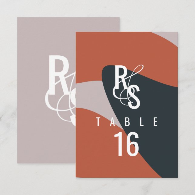 Convites Casamento Assento Bege Azul Terracota Orgânico (Frente/Verso)