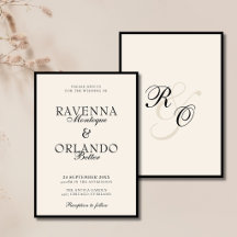 Casamento Atemporal com Monograma de Marfim Preto 