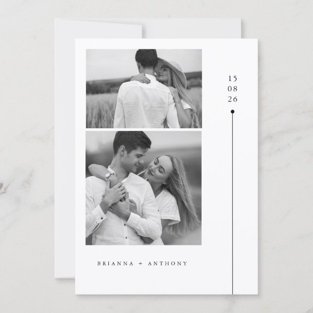 Convites Casamento Atemporal em Preto e Branco com Foto Mod (Frente)