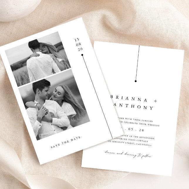 Convites Casamento Atemporal em Preto e Branco com Foto Mod (Criador carregado)