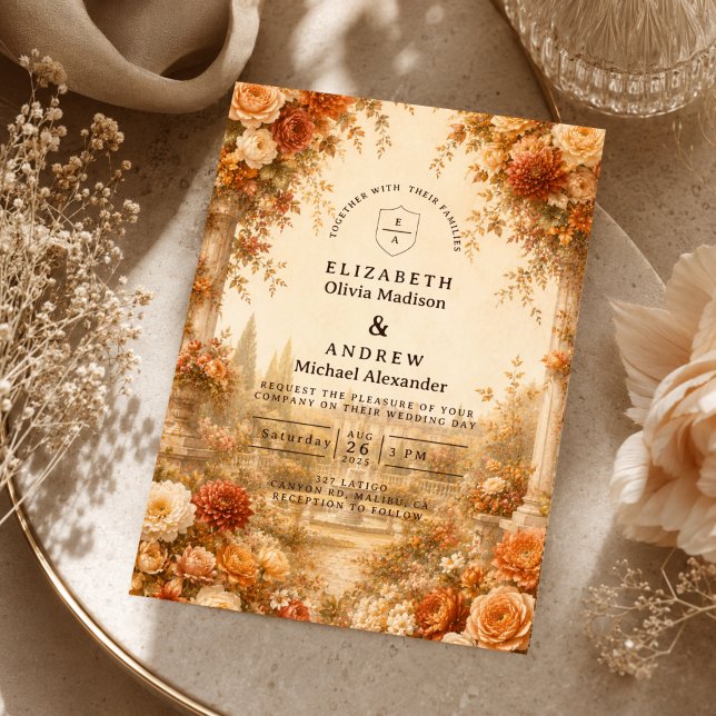 Convites Casamento Atemporal no Jardim de Outono (Criador carregado)