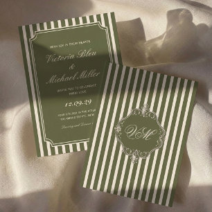 Convites Casamento Atemporal Verde Oliva Dinheiro Antigo