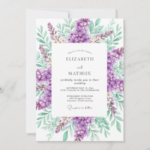Convites Casamento Atraente de Lavanda na Primavera