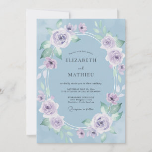 Convites Casamento Atraente de Primavera Azul Céu