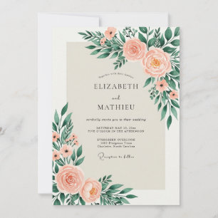 Convites Casamento Atraente de Primavera em Tons de Pêssego