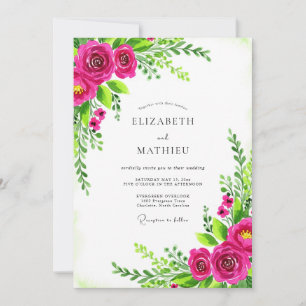 Convites Casamento Atraente Rosa Quente de Primavera