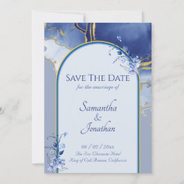 Convites Casamento Azul-Aqua Marble Moderno Salva A Data