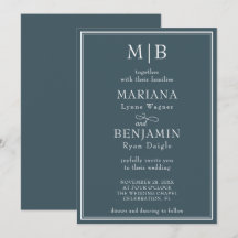Casamento Azul Boho Minimalista Moderno com Borda 