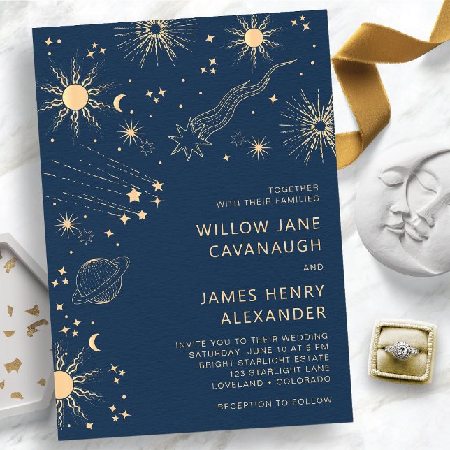 Convites Casamento Azul Celestial (Celestial Blue Wedding Invitation
)