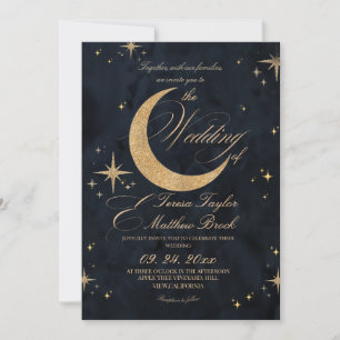 Convites Casamento Azul Celestial & Áureo Temperamental