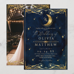 Convites Casamento Azul Celestial Elegante