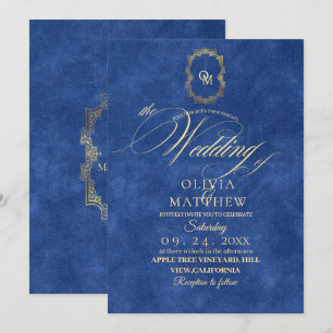 Convites Casamento Azul Chic Dusty