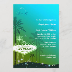 Convites Casamento azul ciano de Viva Las Vegas