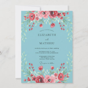 Convites Casamento Azul Claro Ranunculus Eucalipto