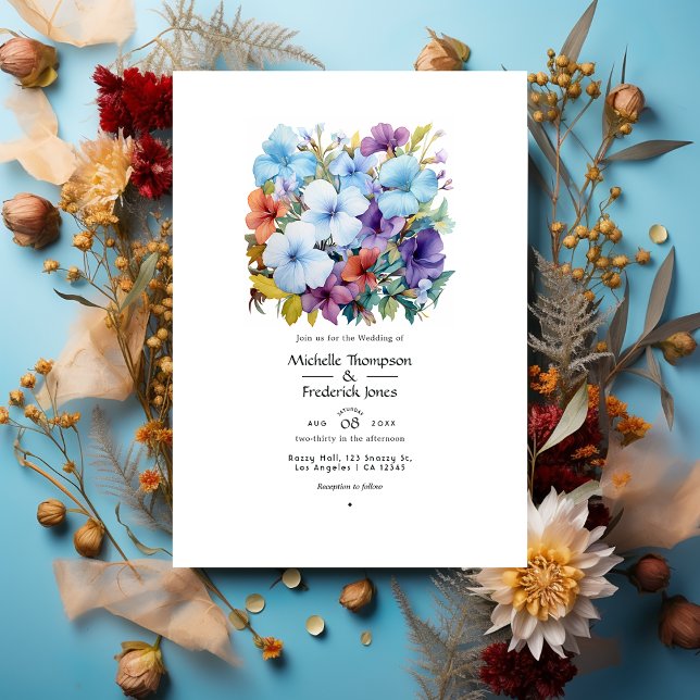 Convites Casamento Azul Claro, Turquesa e Marrom Avermelhad (Criador carregado)