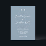 Convites Casamento Azul Clássico Minimalista<br><div class="desc">Convite de Casamento Azul com Dusty Clássico Minimalista</div>