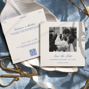 Convites Casamento Azul Cobalto Foto de Salvar a Data do Ca