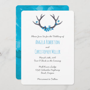Convites Casamento Azul com Antlers do País