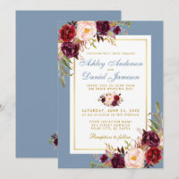 Casamento Azul com Borboleta Floral Dusty