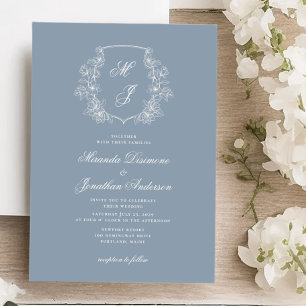 Convites Casamento Azul com Derrame de Peste do Monograma E