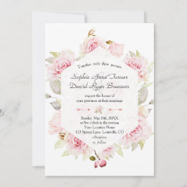 Convites Casamento Azul com Derrame Geométrico Chic Blush