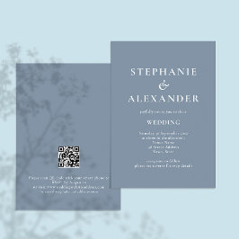 Convites Casamento Azul com Dusty do Código QR Moderno