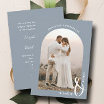 Convites Casamento Azul com Dusty Foto Archada Romântica<br><div class="desc">Este convite romântico de casamento azul contém sua foto arquivada na frente e seus detalhes da cerimônia no verso. CORRESPONDENTE a itens na nossa coleção.</div>