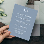 Convites Casamento Azul com Dusty Monograma Elegante Modern<br><div class="desc">Um convite de casamento moderno e minimalista apresenta um design de fontes clássico e uma paleta de cores azuis empoeirada de tendências na moda. Personalize este modelo de design com iniciais e detalhes personalizados.</div>