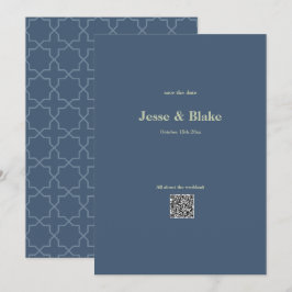 Convites Casamento azul com Padrão de Laticework