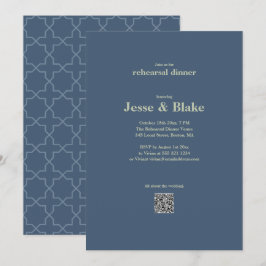 Convites Casamento azul com Padrão de Laticework