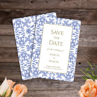 Casamento Azul com Pedra Padrão Salve as Datas
