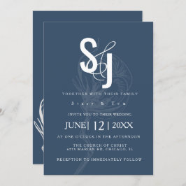 Convites Casamento Azul Da Fábrica De Algodão Botânico