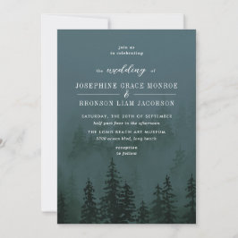 Convites Casamento Azul da Floresta Foggy Slate