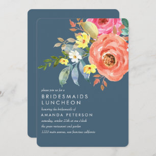 Convites Casamento Azul de Almofada Rosa Chic Bridesmaids A