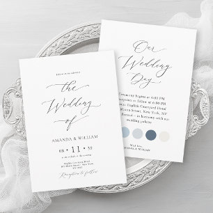 Convites Casamento Azul de Luxúria com Cores de Traje