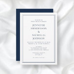 Convites Casamento Azul de Marinho Clássico Elegante<br><div class="desc">Convite de Casamento Azul de Marinho Clássico Elegante. Um elegante cheio clássico de nomes de marinho azul e branco de convite para casamento modelo para personalizá-lo com seus próprios detalhes pessoais de casamento. Um design simples, mas elegante, para uma celebração clássica de casamento de Maggie B Design Studio. Material de...</div>