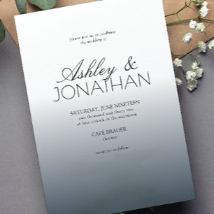 Convites Casamento Azul de Marinho Moderno e Minimalista