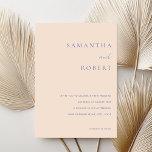 Convites Casamento Azul de Peach minimalista moderno<br><div class="desc">Crie seu convite de casamento minimalista moderno. Este modelo de convite apresenta um simples design ultra simples com uma tipografia elegante que você pode personalizar com todos os seus detalhes.</div>
