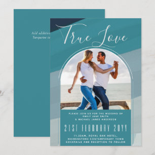 Convites Casamento Azul De Peacock No Oceano de Vidro Moder