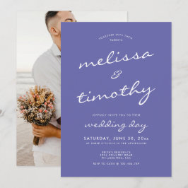 Convites Casamento Azul de Periwinkle com Script Minimalist
