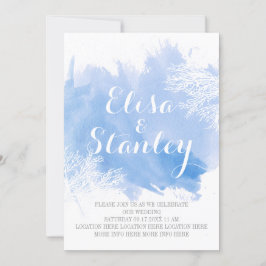 Convites Casamento azul de recife de coral abstrato moderno