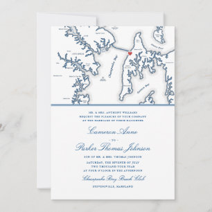 Convites Casamento Azul do Clube de Praia da Baía Formal de