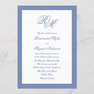 Convites Casamento Azul do Monograma ornamentado