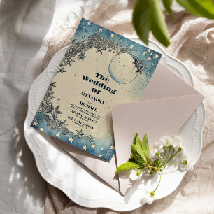 Convites Casamento Azul do Universo Espaço Exterior Vintage