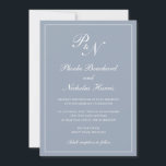 Convites Casamento Azul Dusty Monograma Formal Simples Eleg<br><div class="desc">O convite de casamento azul empoeirado estilo tradicional com um design simples e clássico com seu monograma inicial e seus nomes em um dentro de caligrafia elegante de uma fronteira fina. Todos os elementos de design podem ser alterados na ferramenta de edição de design. Estes convites de casamento elegantes são...</div>