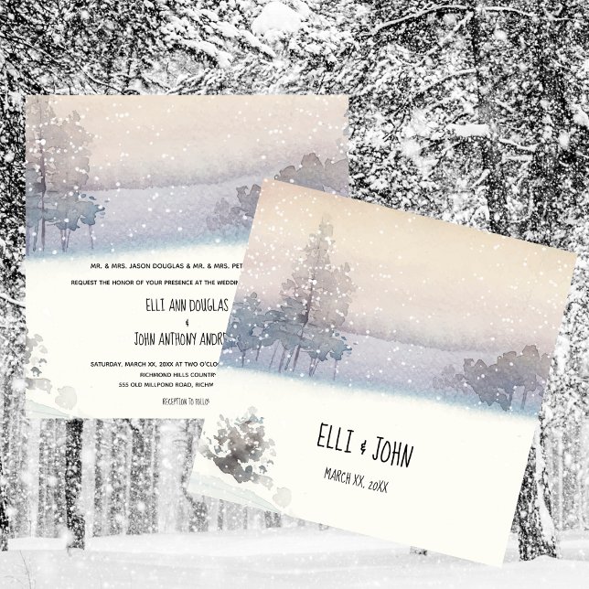 Convites Casamento Azul e Branco de Inverno (Winter Wedding Blue and White Invitation)