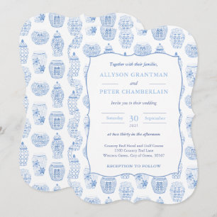 Convites Casamento Azul E Branco De Jar Chinoiserie