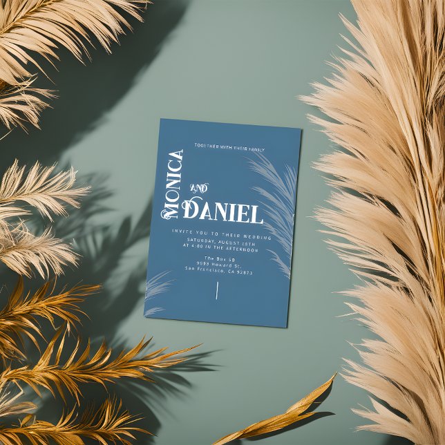 Convites Casamento Azul e Branco do Luxury Boho (Criador carregado)